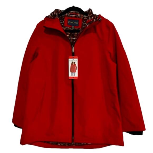 Pendleton Women's Jacket Wind Rain Resistant Red Hooded Size Medium NWT - Picture 2 of 10